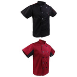 Maxbell 2pcs Durable Red Black Chef Jackets Short Sleeve Hotel Waiter Kitchen Waiter Uniform Work Wear Tops M - Aladdin Shoppers