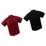 Maxbell 2pcs Durable Red Black Chef Jackets Short Sleeve Hotel Waiter Kitchen Waiter Uniform Work Wear Tops M - Aladdin Shoppers