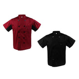 Maxbell 2pcs Durable Red Black Chef Jackets Short Sleeve Hotel Waiter Kitchen Waiter Uniform Work Wear Tops M - Aladdin Shoppers