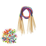 Maxbell 18pcs Wood Circular Knitting Needles Colorful Tube with 100 Stitch Markers