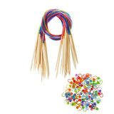 Maxbell 18pcs Wood Circular Knitting Needles Colorful Tube with 100 Stitch Markers