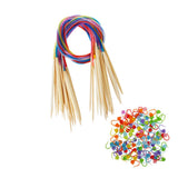 Maxbell 18pcs Wood Circular Knitting Needles Colorful Tube with 100 Stitch Markers