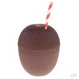 Maxbell 24 Pieces Plastic Fruit Coconut Drink Cup Straw Hawaiian Luau Tropical Party