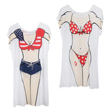 Maxbell Pack of 2pcs Funny Women Lady American Cowboy Polka Dots Bikini Cover-up T-shirt Oversize Tee Tops Fancy Dress Sleepwear - Aladdin Shoppers