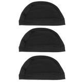 Maxbell Black Spandex Dome Cap for Making Wigs Nylon Snood Stretchy Wig Cap 3pcs