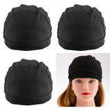 Maxbell Black Spandex Dome Cap for Making Wigs Nylon Snood Stretchy Wig Cap 3pcs
