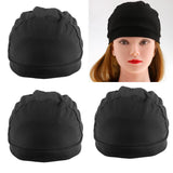 Maxbell Black Spandex Dome Cap for Making Wigs Nylon Snood Stretchy Wig Cap 3pcs