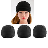 Maxbell Black Spandex Dome Cap for Making Wigs Nylon Snood Stretchy Wig Cap 3pcs
