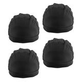 Maxbell Black Spandex Dome Cap for Making Wigs Nylon Snood Stretchy Wig Cap 4pcs