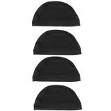 Maxbell Black Spandex Dome Cap for Making Wigs Nylon Snood Stretchy Wig Cap 4pcs