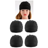 Maxbell Black Spandex Dome Cap for Making Wigs Nylon Snood Stretchy Wig Cap 4pcs