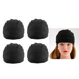 Maxbell Black Spandex Dome Cap for Making Wigs Nylon Snood Stretchy Wig Cap 4pcs