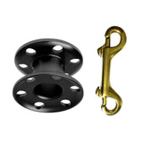 Maxbell Black Aluminum Alloy Scuba Diving Snorkeling Compact Finger Reel Guide Line Spool with Brass Double End Swivel Bolt Snap - Aladdin Shoppers