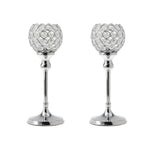 Maxbell 2pcs 35cm Globe Pillar Candle Holder Wedding Banquet Centerpiece Silver