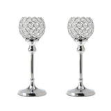 Maxbell 2pcs 35cm Globe Pillar Candle Holder Wedding Banquet Centerpiece Silver