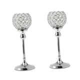 Maxbell 2pcs 35cm Globe Pillar Candle Holder Wedding Banquet Centerpiece Silver