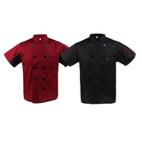 Maxbell Pack of 2 Wine Red & Black Unisex Chef Jacket Coat Kitchen Uniform Air Mesh Short Sleeves - Aladdin Shoppers