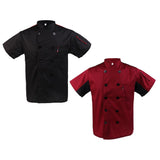 Maxbell Pack of 2 Wine Red & Black Unisex Chef Jacket Coat Kitchen Uniform Air Mesh Short Sleeves - Aladdin Shoppers