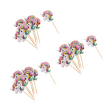 Maxbell 30 Pieces Magical Unicorn Cupcake Topper Wooden Sticks Birthday Food Picks