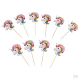 Maxbell 30 Pieces Magical Unicorn Cupcake Topper Wooden Sticks Birthday Food Picks