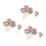 Maxbell 30 Pieces Magical Unicorn Cupcake Topper Wooden Sticks Birthday Food Picks