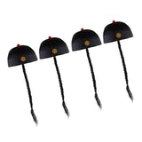 Maxbell 4 Piece Adult Men Black Chinese Oriental Cap with Ponytail Party Costume Hat
