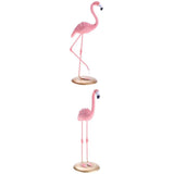 Maxbell 2pcs Resin Flamingo Figurine Miniature Sculpture  Stand Table Ornament