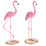 Maxbell 2pcs Resin Flamingo Figurine Miniature Sculpture  Stand Table Ornament