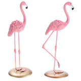 Maxbell 2pcs Resin Flamingo Figurine Miniature Sculpture  Stand Table Ornament