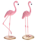 Maxbell 2pcs Resin Flamingo Figurine Miniature Sculpture  Stand Table Ornament