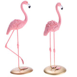 Maxbell 2pcs Resin Flamingo Figurine Miniature Sculpture  Stand Table Ornament