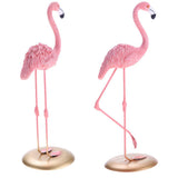 Maxbell 2pcs Resin Flamingo Figurine Miniature Sculpture  Stand Table Ornament