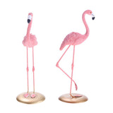 Maxbell 2pcs Resin Flamingo Figurine Miniature Sculpture  Stand Table Ornament