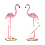 Maxbell 2pcs Resin Flamingo Figurine Miniature Sculpture  Stand Table Ornament