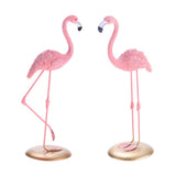 Maxbell 2pcs Resin Flamingo Figurine Miniature Sculpture  Stand Table Ornament