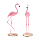 Maxbell 2pcs Resin Flamingo Figurine Miniature Sculpture  Stand Table Ornament