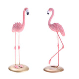 Maxbell 2pcs Resin Flamingo Figurine Miniature Sculpture  Stand Table Ornament