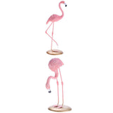 Maxbell 2pcs Resin Flamingo Figurine Miniature Sculpture Glass Stand Table Ornament