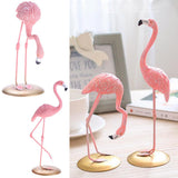 Maxbell 2pcs Resin Flamingo Figurine Miniature Sculpture Glass Stand Table Ornament