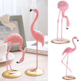 Maxbell 2pcs Resin Flamingo Figurine Miniature Sculpture Glass Stand Table Ornament