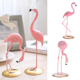 Maxbell 2pcs Resin Flamingo Figurine Miniature Sculpture Glass Stand Table Ornament