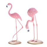 Maxbell 2pcs Resin Flamingo Figurine Miniature Sculpture Glass Stand Table Ornament
