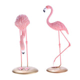 Maxbell 2pcs Resin Flamingo Figurine Miniature Sculpture Glass Stand Table Ornament