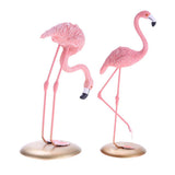 Maxbell 2pcs Resin Flamingo Figurine Miniature Sculpture Glass Stand Table Ornament