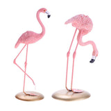 Maxbell 2pcs Resin Flamingo Figurine Miniature Sculpture Glass Stand Table Ornament