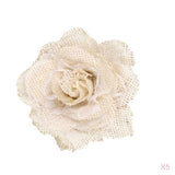 Maxbell 5pcs Hessian Burlap Lace Rose Flower Heads Rustic Wedding Party Decor 6cm