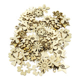 Maxbell Maxbell 100 Pieces Mixed Natural Cut Wood Flower Shapes Scrapbooking Embellishments