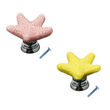 Maxbell 2pcs Creative Starfish Door Knob Cabinet Furniture Drawer Pull Handle-Yellow