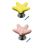 Maxbell 2pcs Creative Starfish Door Knob Cabinet Furniture Drawer Pull Handle-Yellow