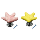 Maxbell 2pcs Creative Starfish Door Knob Cabinet Furniture Drawer Pull Handle-Yellow